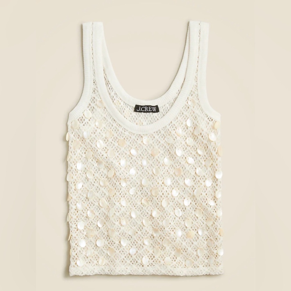 J. Crew Ivory Sequin Tank Top